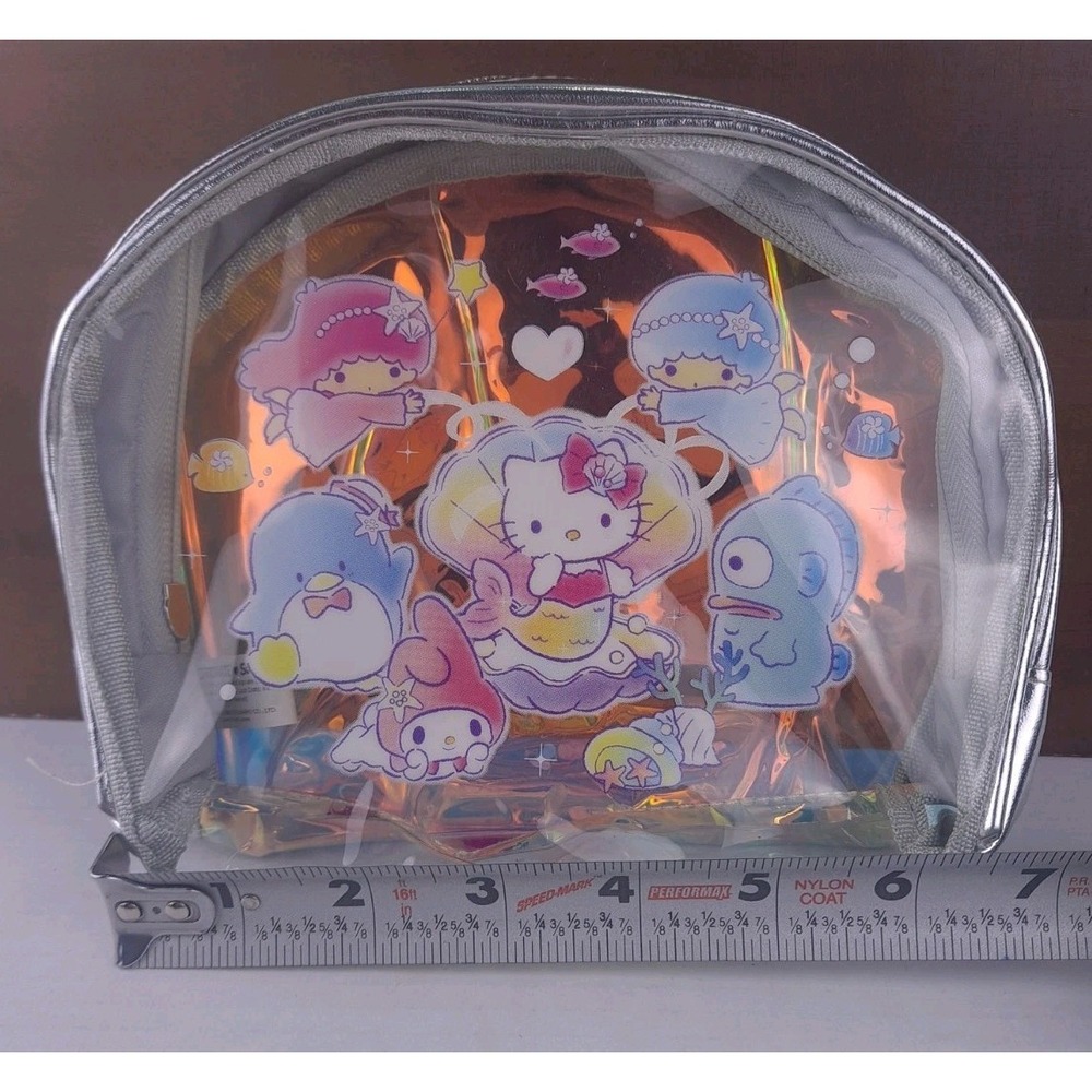 2018 Hello Kitty Sanrio Loot Crate Clear Iridescent Zip Close Cosmetic Bag Purse